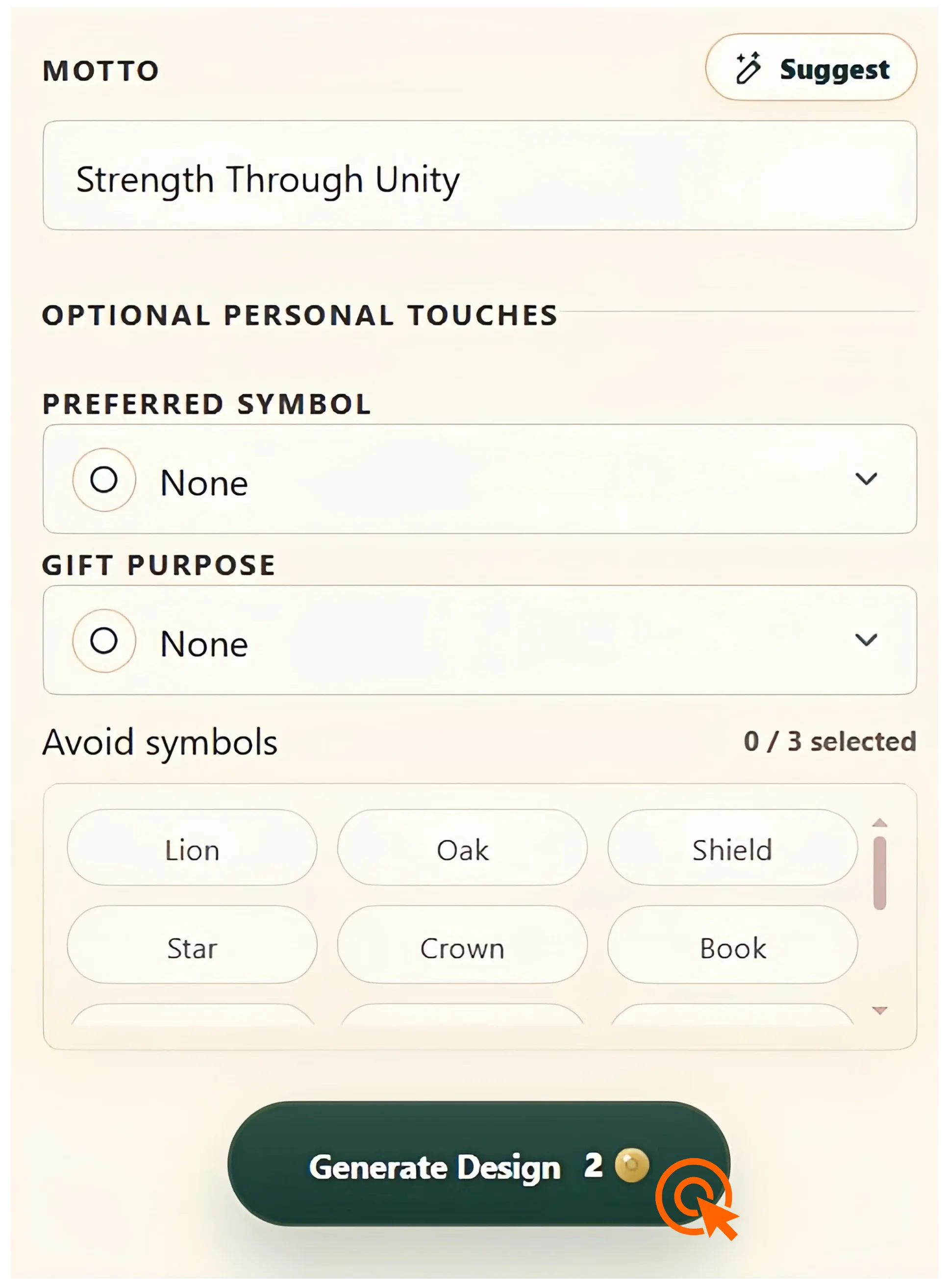 Review additional family details for a crest direction | Emblecraft
