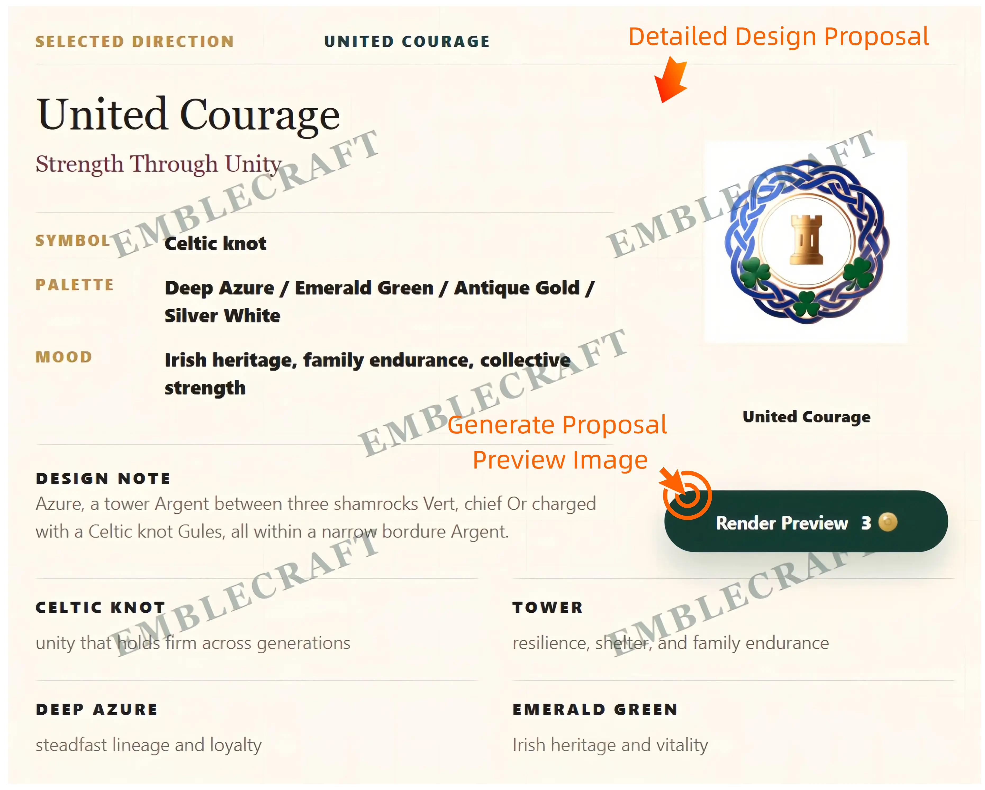 Choose a generated family crest design direction | Emblecraft